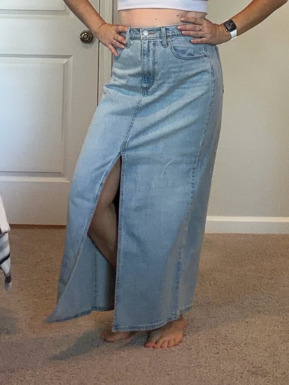 Universal Thread Light Wash Denim Maxi Skirt Size 8